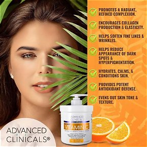 Advanced Clinicals Vitamin C Advanced Brightening Face & Body Cream – 454g (16 oz) 2