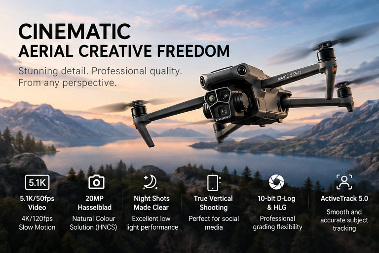 DJI Mavic 3 Pro Fly More Combo With DJI RC – Triple-Camera Hasselblad 5.1K Drone 5