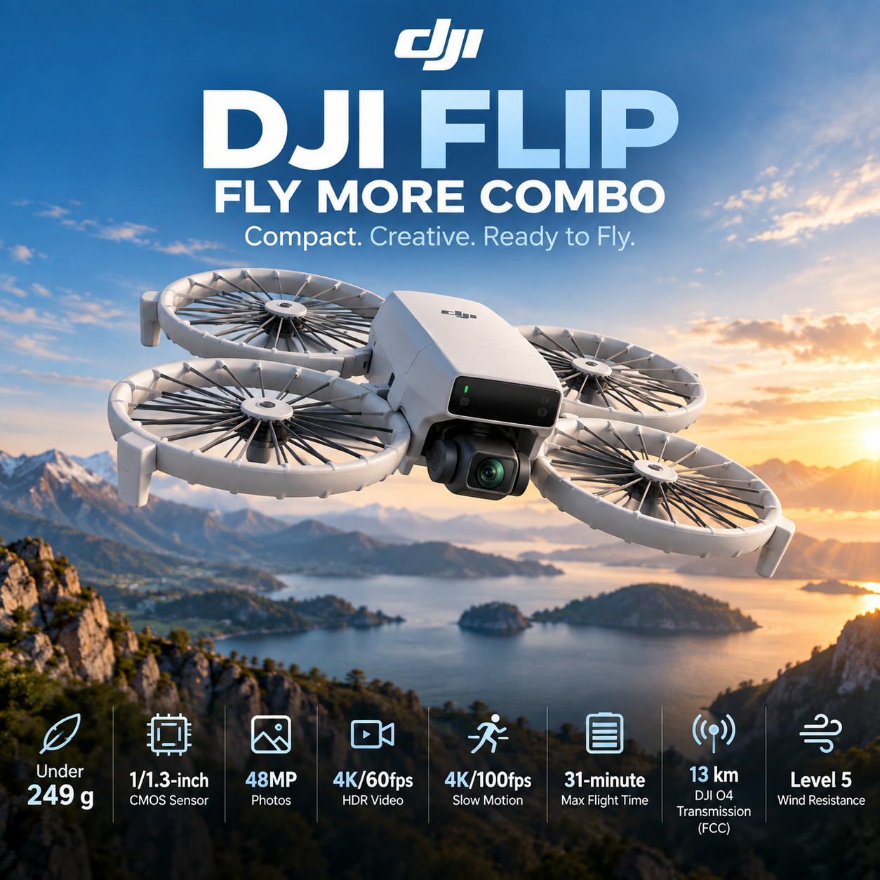 DJI Flip Fly More Combo With DJI RC 2 – 48MP 4K HDR Vlogging Camera Drone 3
