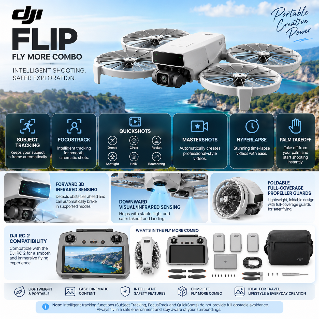 DJI Flip Fly More Combo With DJI RC 2 – 48MP 4K HDR Vlogging Camera Drone 4