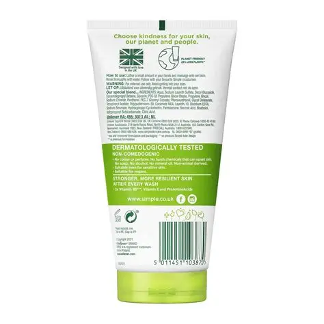 Simple Kind to Skin Moisturising Facial Wash – 150ml 3