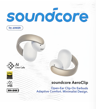 Soundcore AeroClip Open-Ear Clip-On Bluetooth Earbuds 5