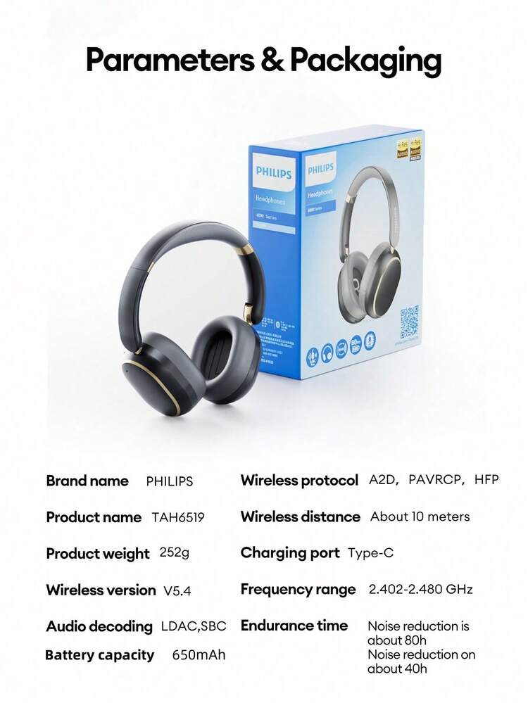 Philips Wireless Over-Ear Bluetooth Headphones 6