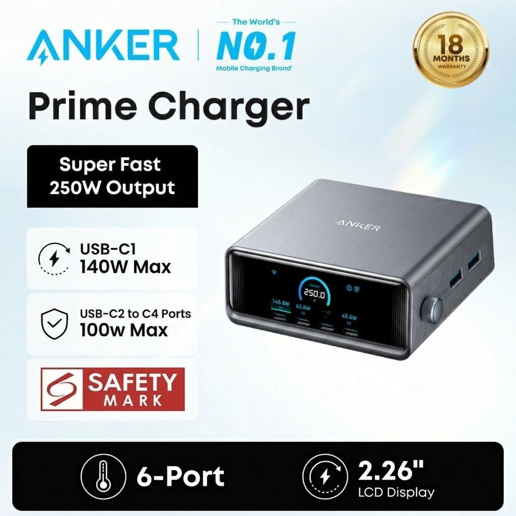 Anker Prime Charger (250W, 6 Ports, GaNPrime) – A2345 5