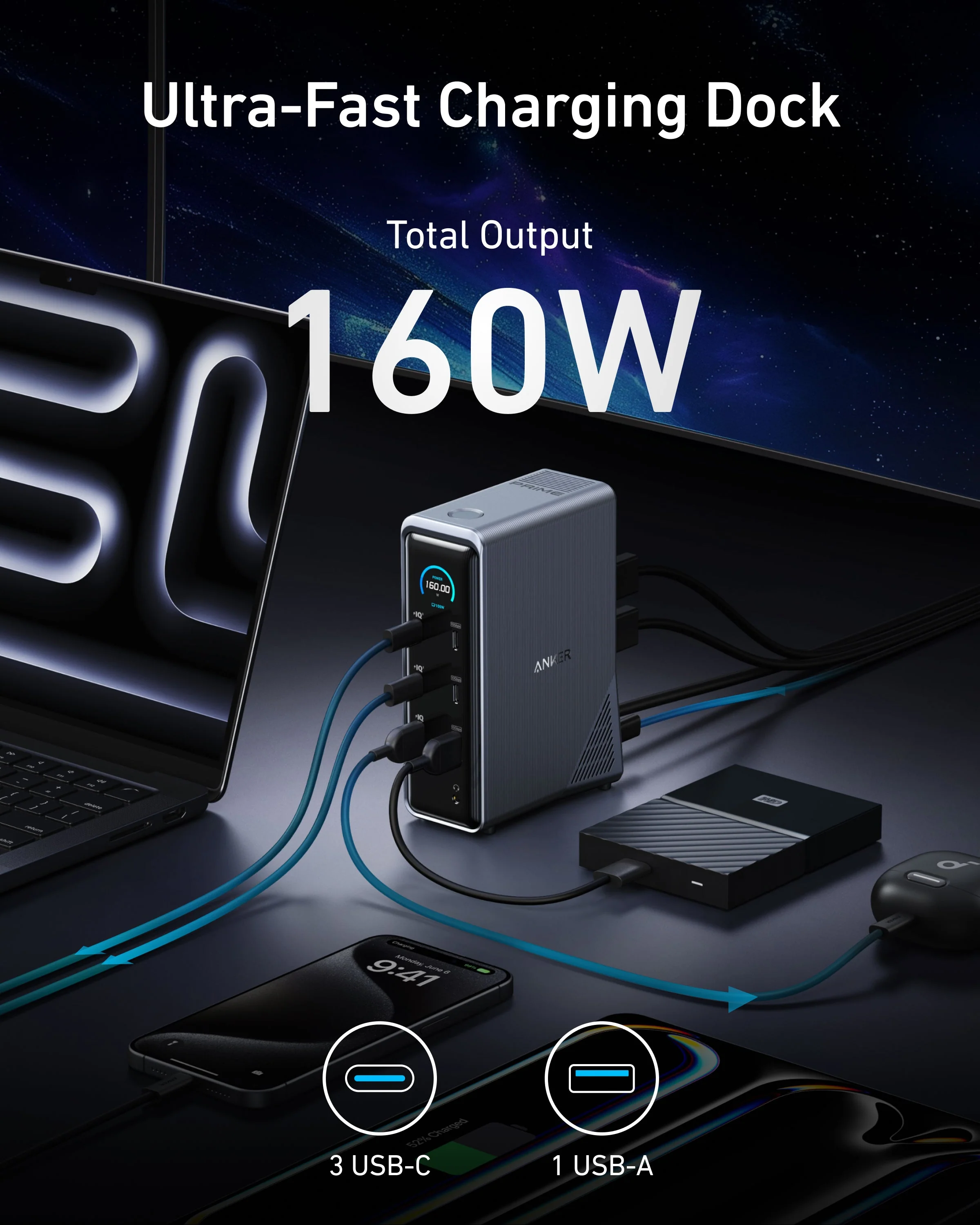 Anker Prime Charging Docking Station (14-in-1, Dual Display, 160W) – A83B6 3