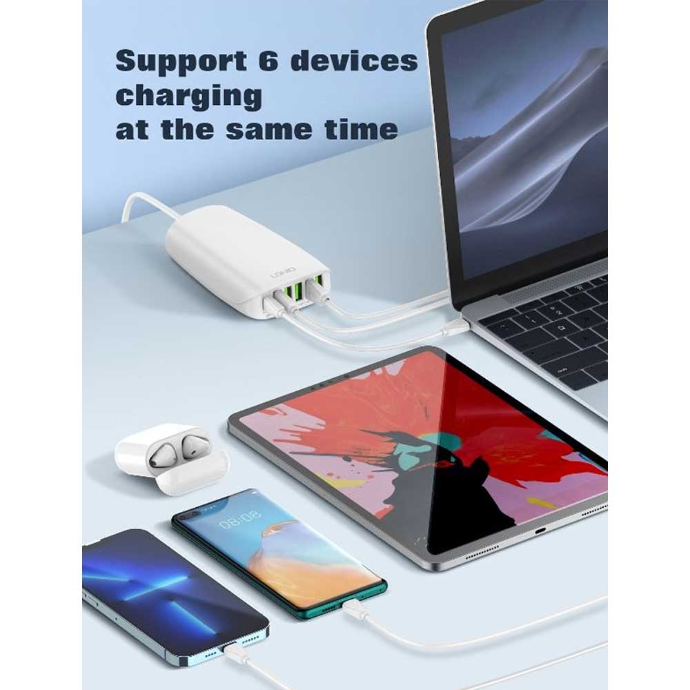 LDNIO 65W Super Fast Charging 6-Port Desktop Charger – A6573C 2