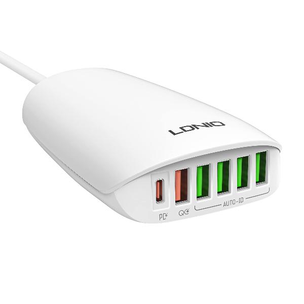 LDNIO 65W Super Fast Charging 6-Port Desktop Charger – A6573C 3