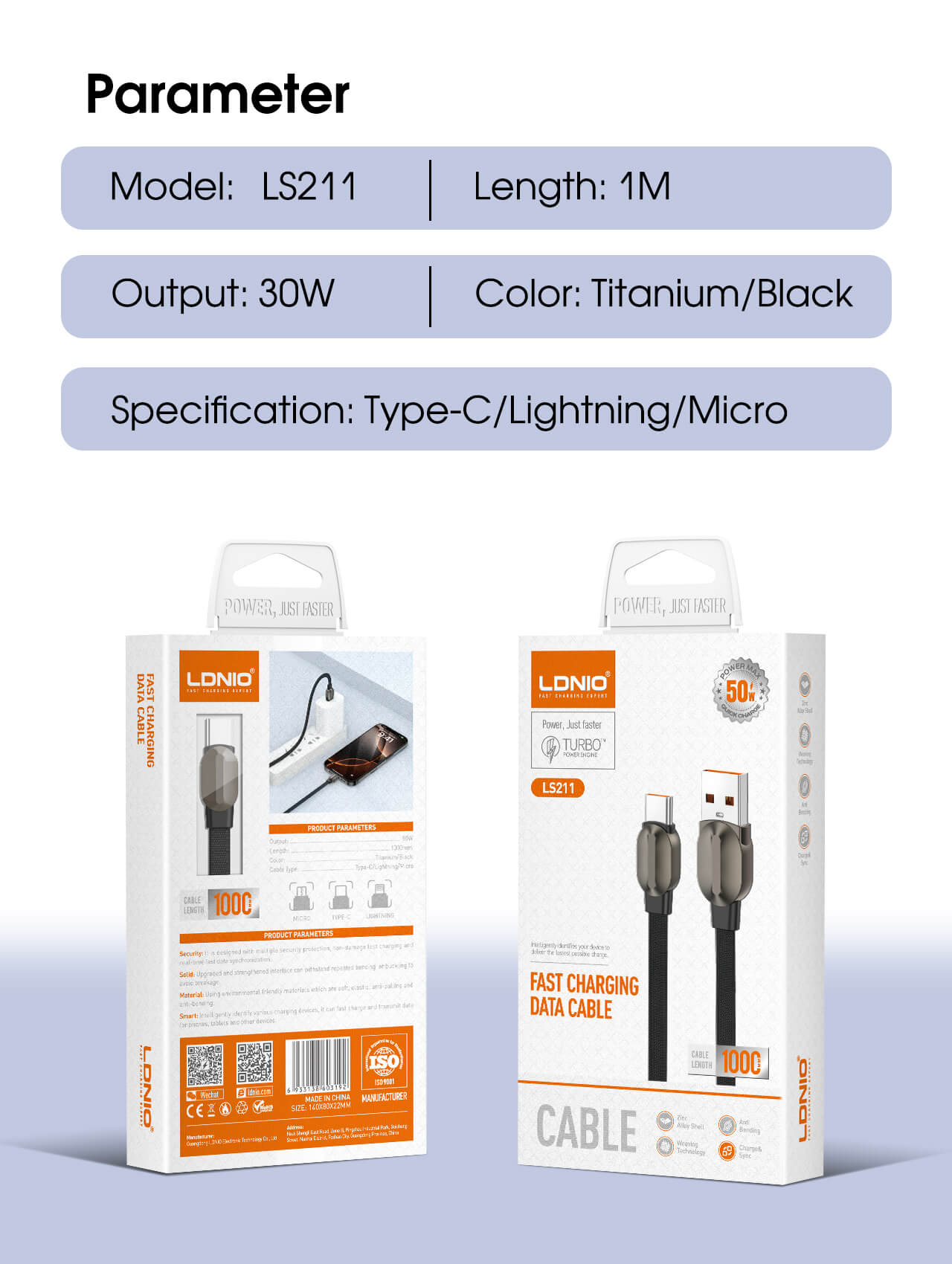 LDNIO 30W Fast Charging Data Cable 2