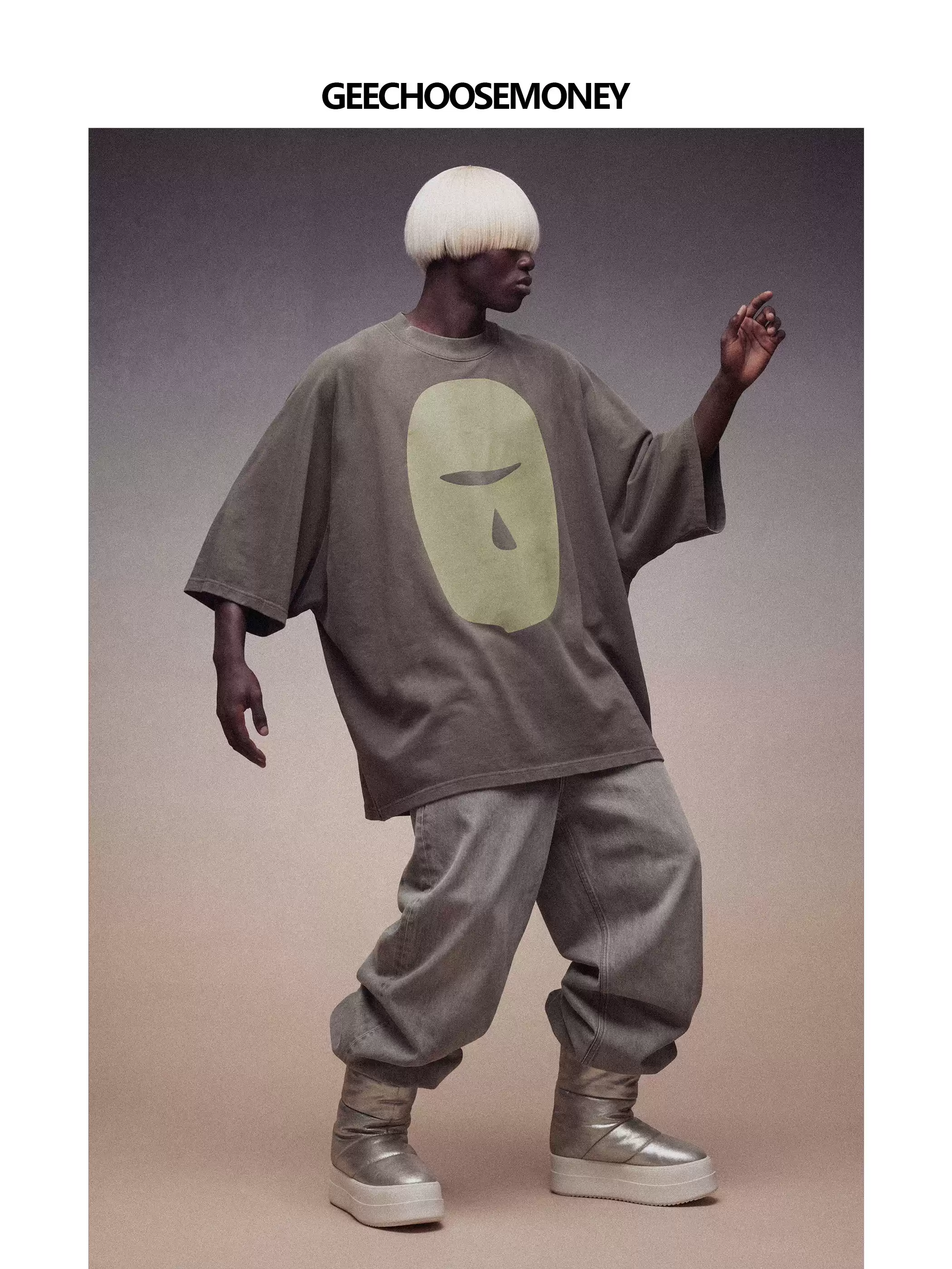 Geechoosemoney Short-Sleeve T-Shirt – "Shadow Master" – One-Piece Cut – Boxy/Cropped Wide Fit – Unisex 2