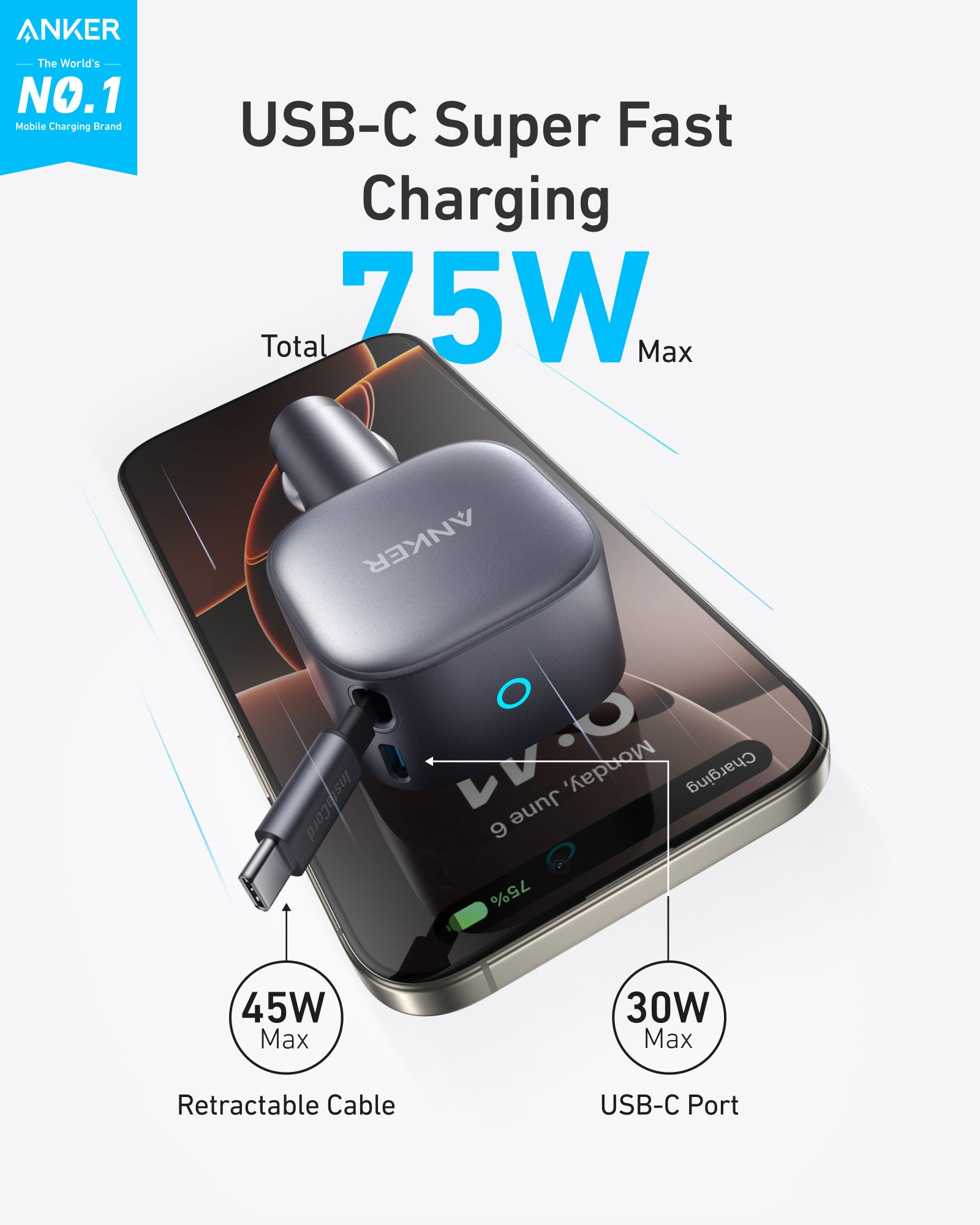 ANKER Nano Car Charger 75W 2-in-1 4