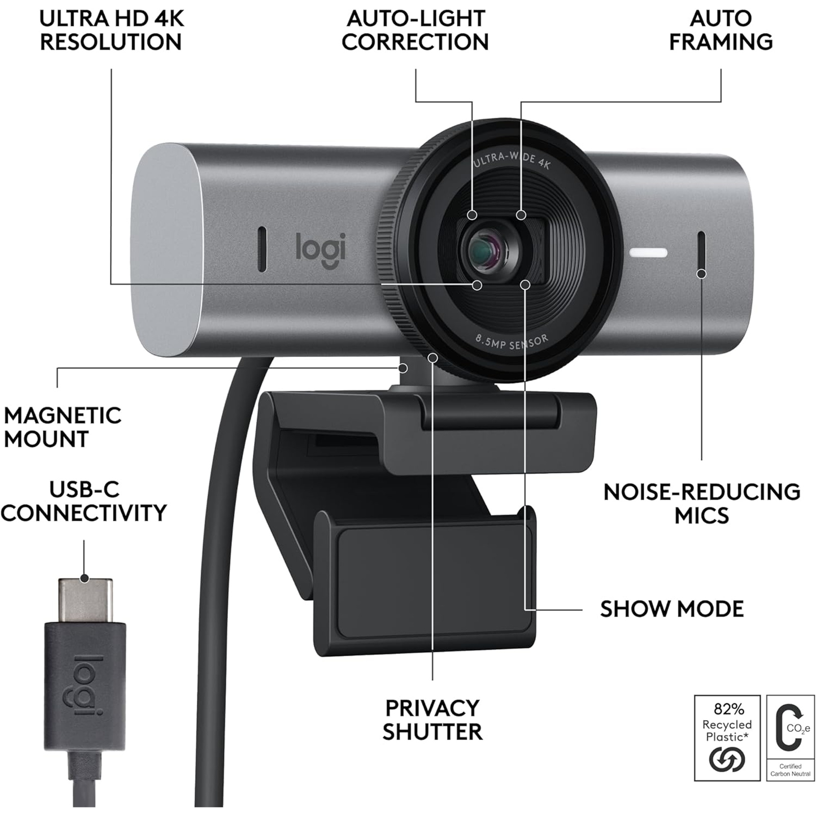 Logitech MX Brio 4K Ultra HD Webcam | HDR & AI Enhancement 3