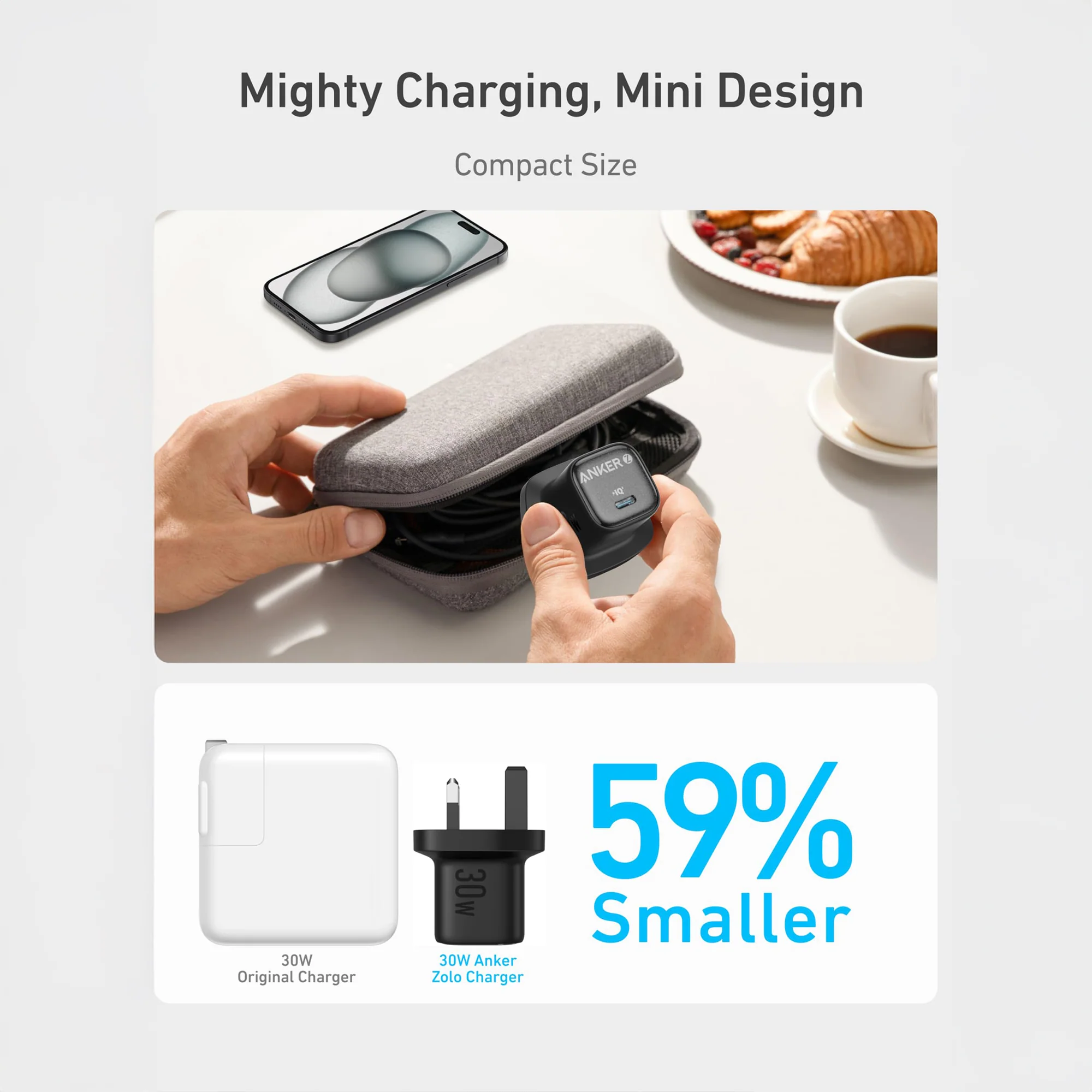 Anker Zolo Charger 30W PD 3.0 With USB-C Cable 2