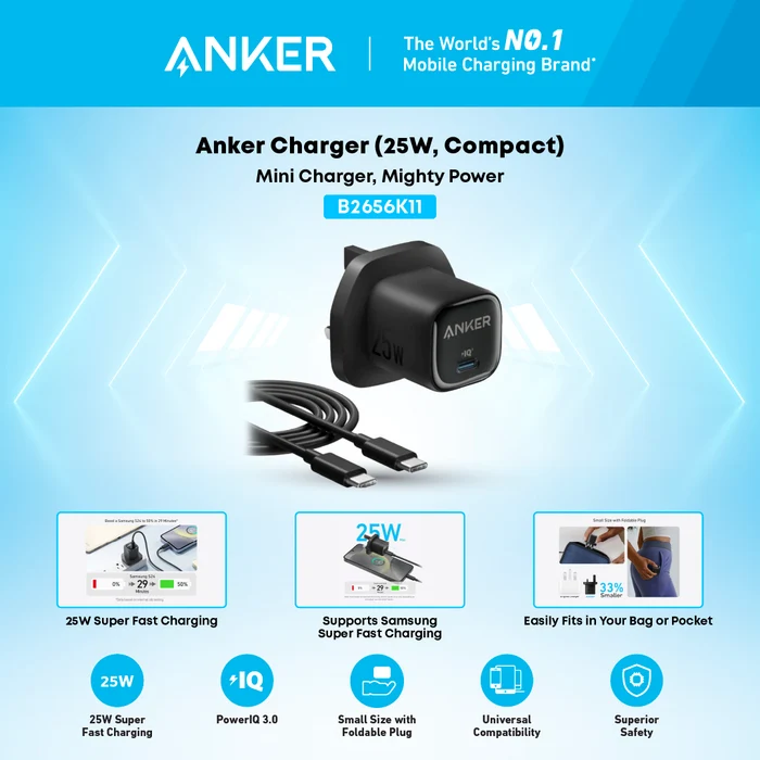 Anker Charger 25W Compact With USB-C Cable 3
