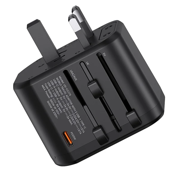USAMS T59 20W Dual USB + Type-C Universal Travel Charger  2