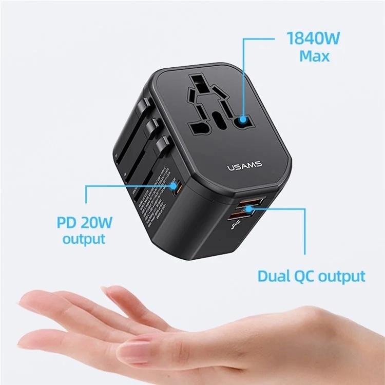 USAMS T59 20W Dual USB + Type-C Universal Travel Charger  3