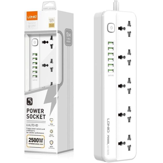 LDNIO SC5614 Power Socket – 5 Outlets + 6 USB Ports, 2M Cable 3