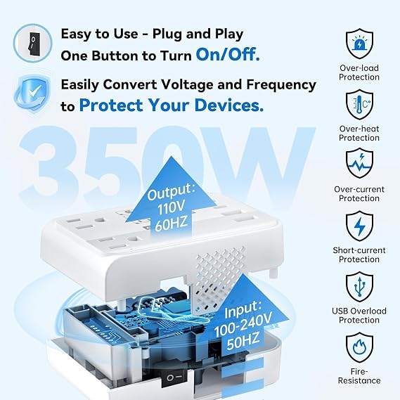 DOACE 350W Travel Adapter Converter 2