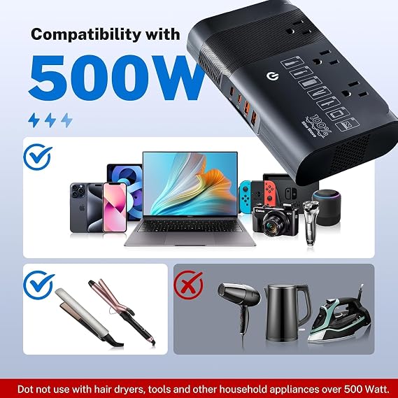 DOACE 500W Travel Adapter Converter 3