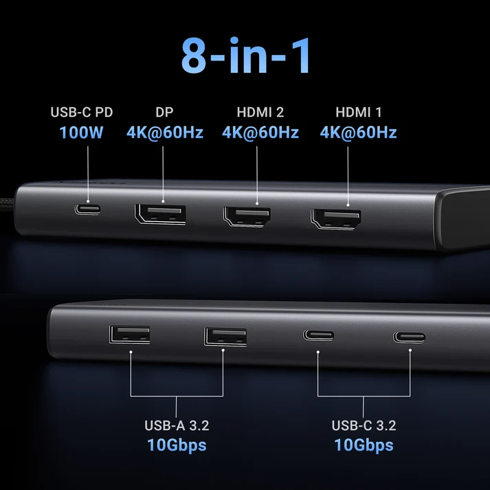 UGREEN HDMI+DP 100W/Revodok8 In 1 USB-C Hub 2
