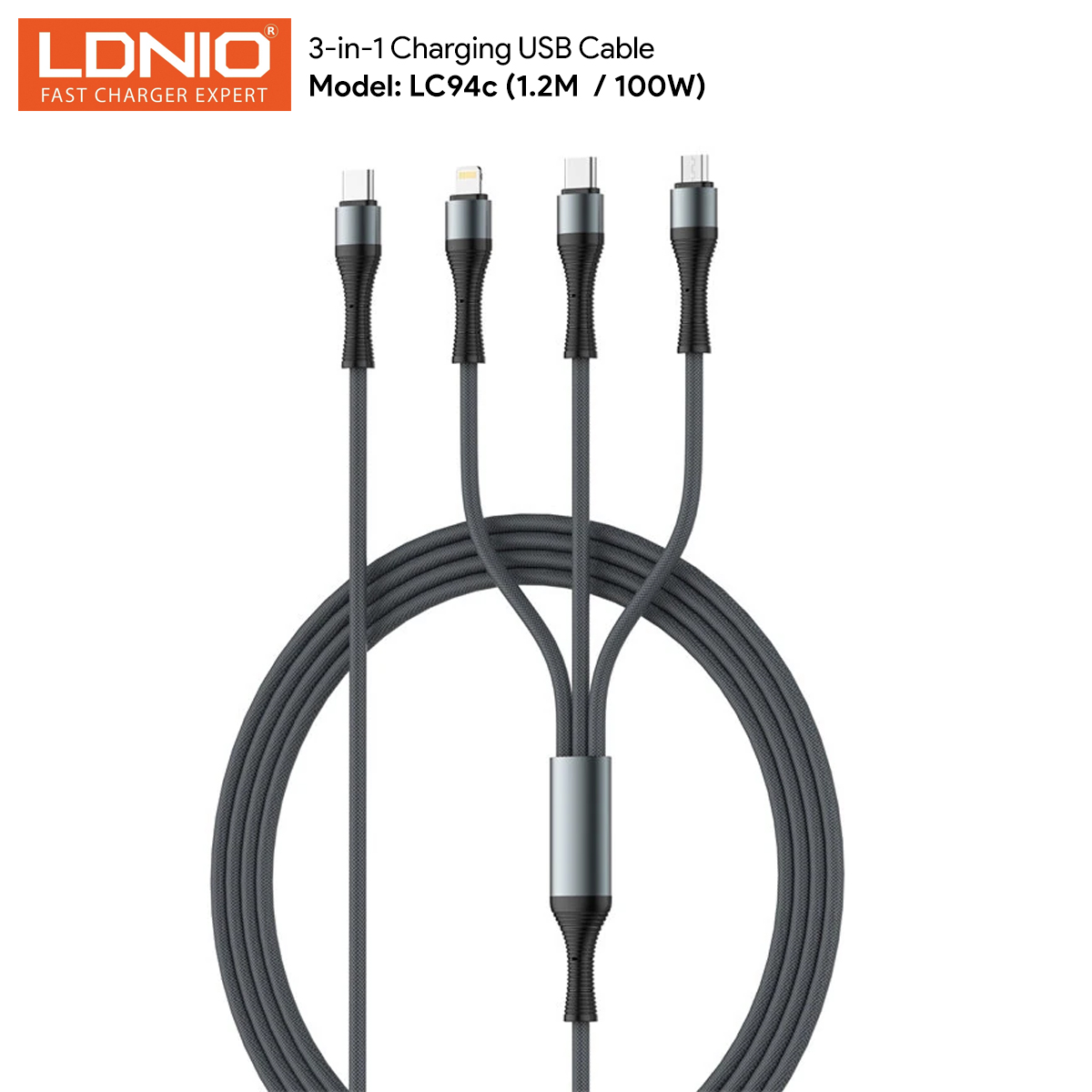 LDNIO 3 In 1 Fast Charging Data Cable LC94C 2
