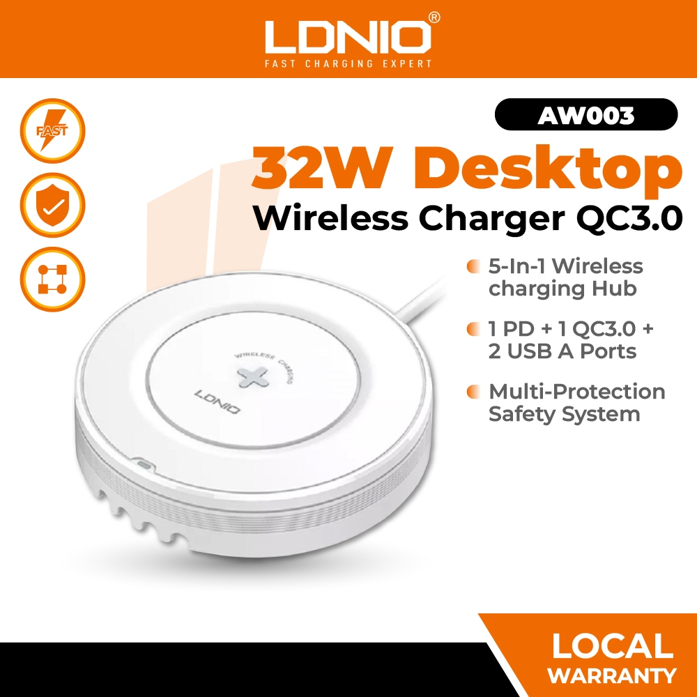 LDNIO AW003 32W Desktop Wireless Charger – 5-in-1 Charging Station 3