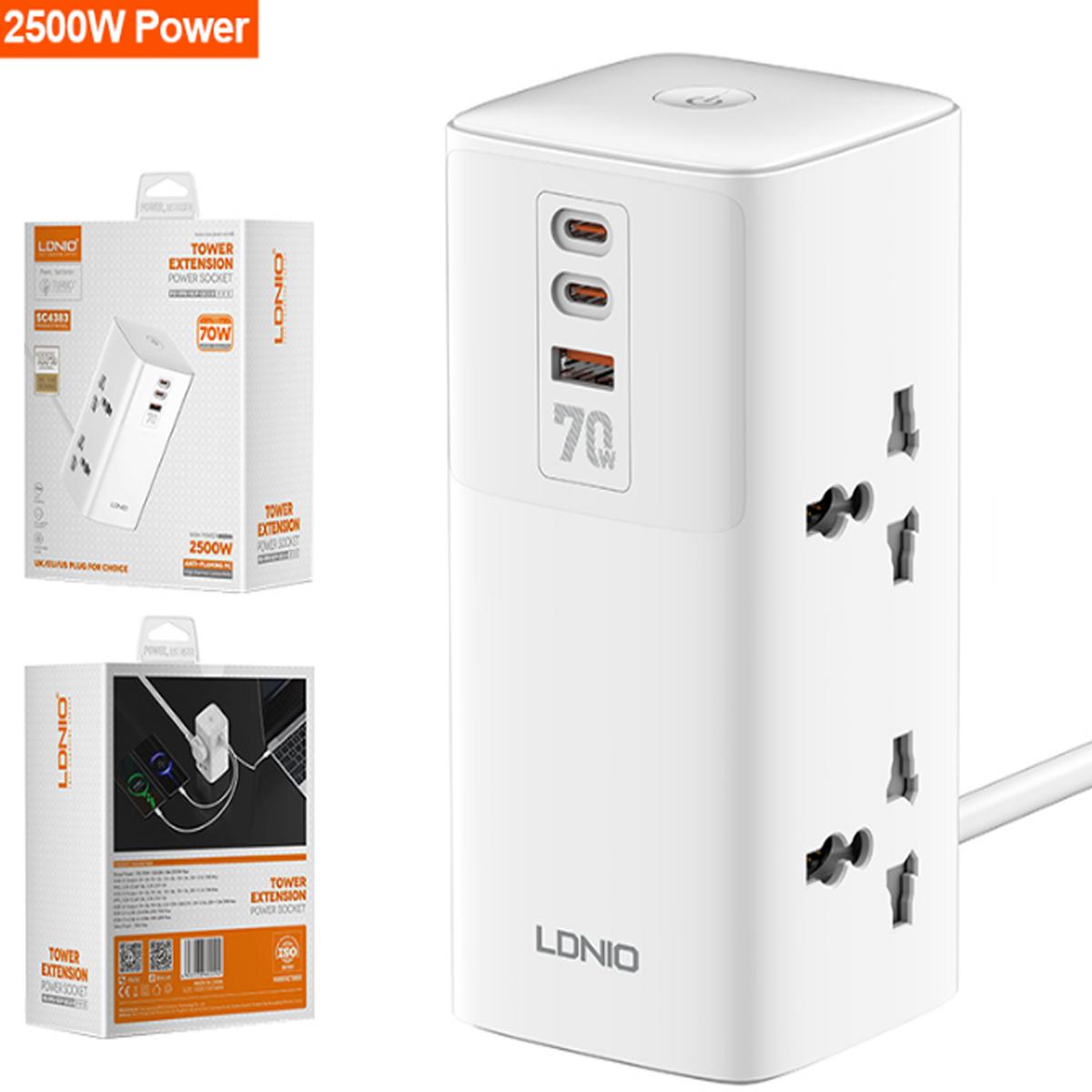 LDNIO TOWER EXTENSION SOCKET 70W 3