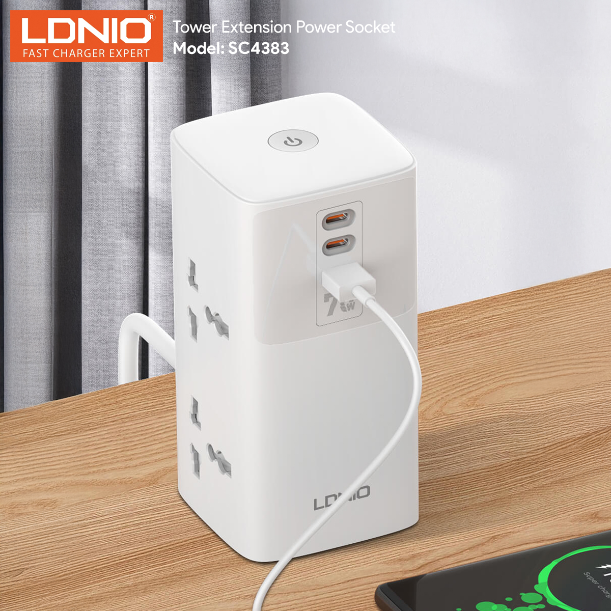 LDNIO TOWER EXTENSION SOCKET 70W 5