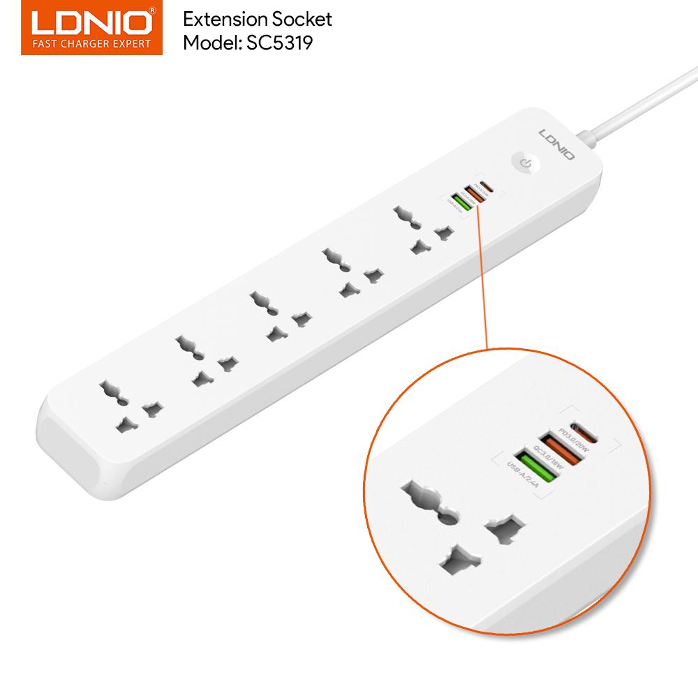 LDNIO SC5319 38W USB Output 5-Outlet Power Socket 4
