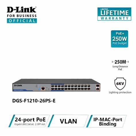 D-Link DGS-F1210-26PS-E  24-Port PoE+ Gigabit Smart Managed Switch 4