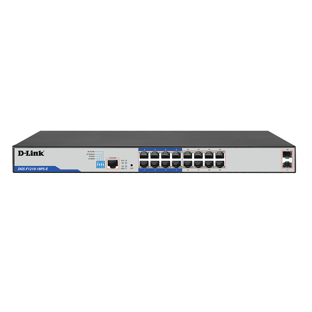 D-Link DGS-F1210-18PS-E 16-Port Gigabit PoE+ Smart Managed Switch 2