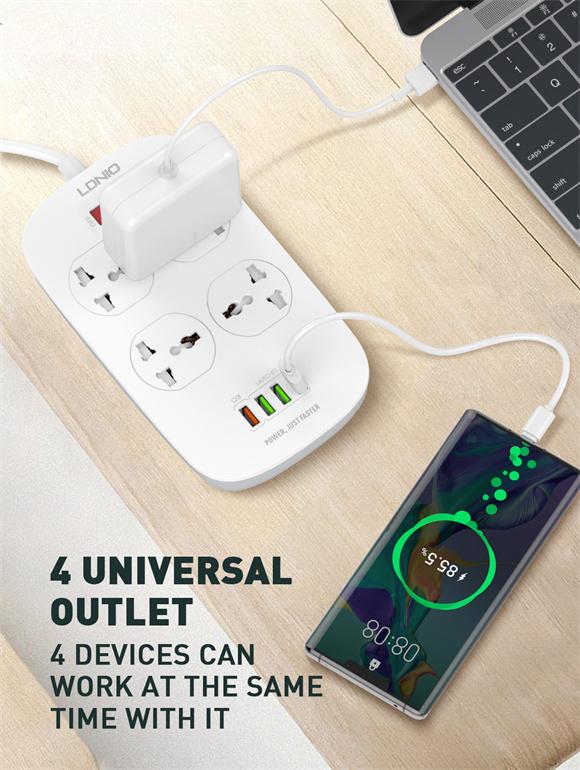 LDNIO 4 Power Socket Extension 2