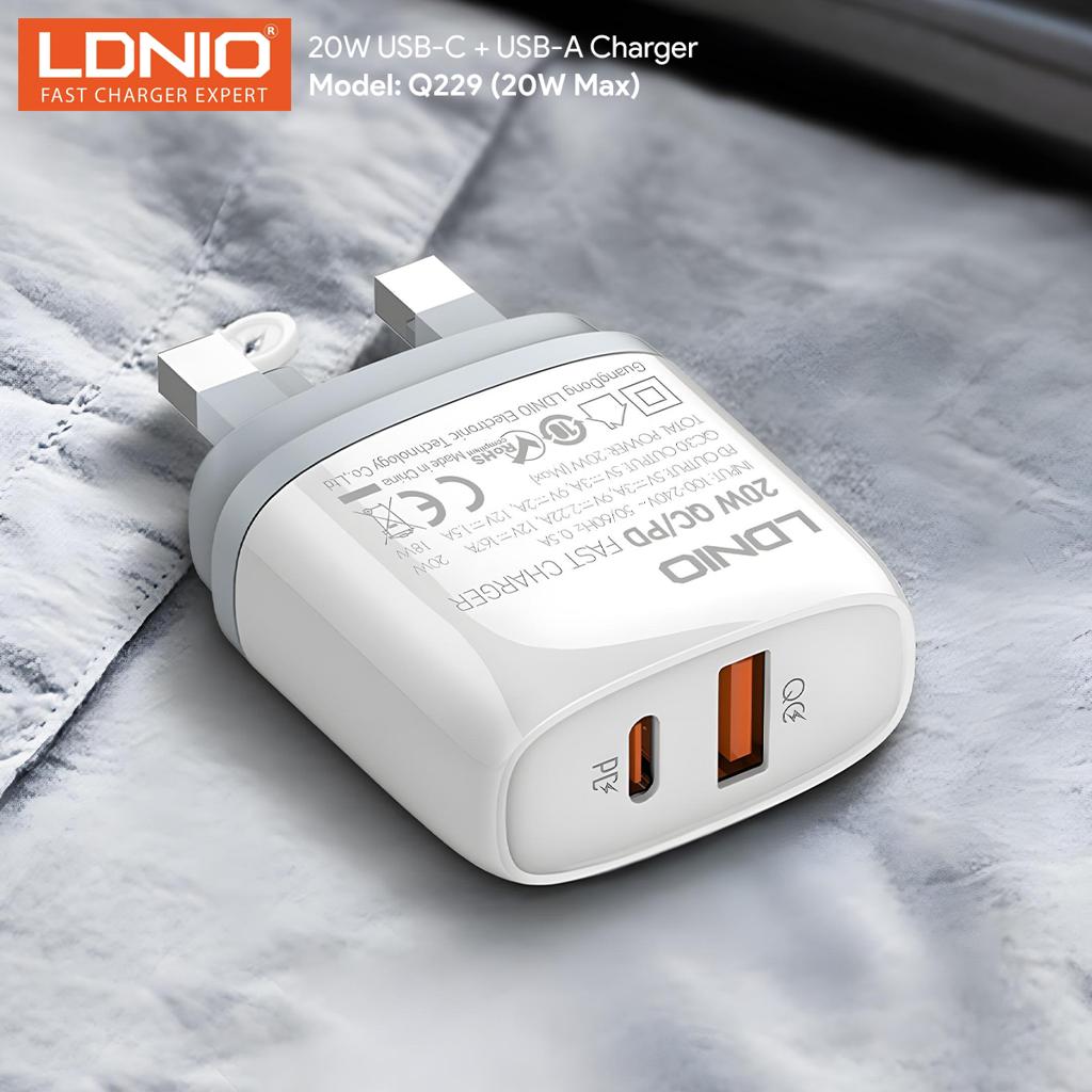 LDNIO 20W Charger – 1 PD + QC 3.0 + 2 Auto-ID 2