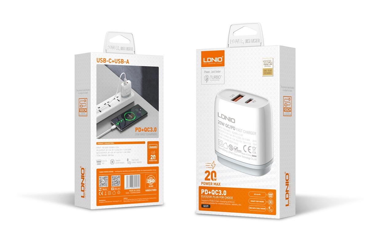 LDNIO 20W PD + QC 3.0 Fast Charger 2