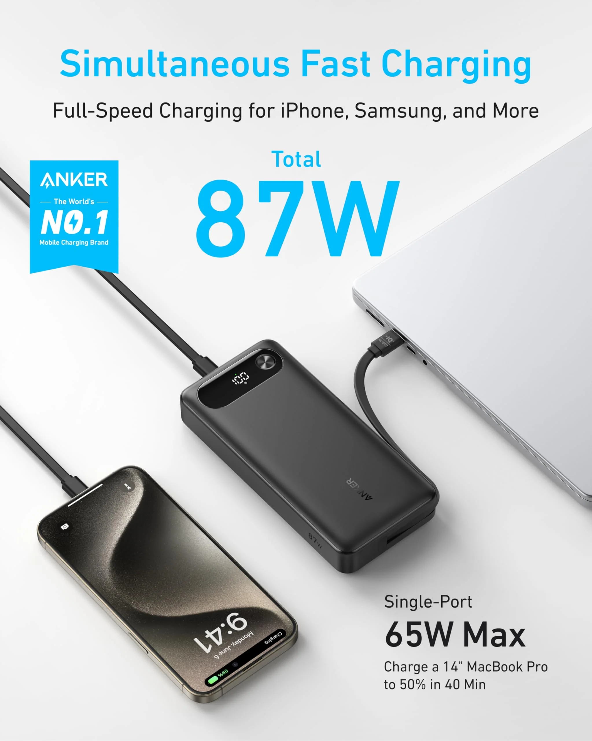 ANKER 65W TWO-WAY POWER WITH BIULT-IN CABLE 87W 4