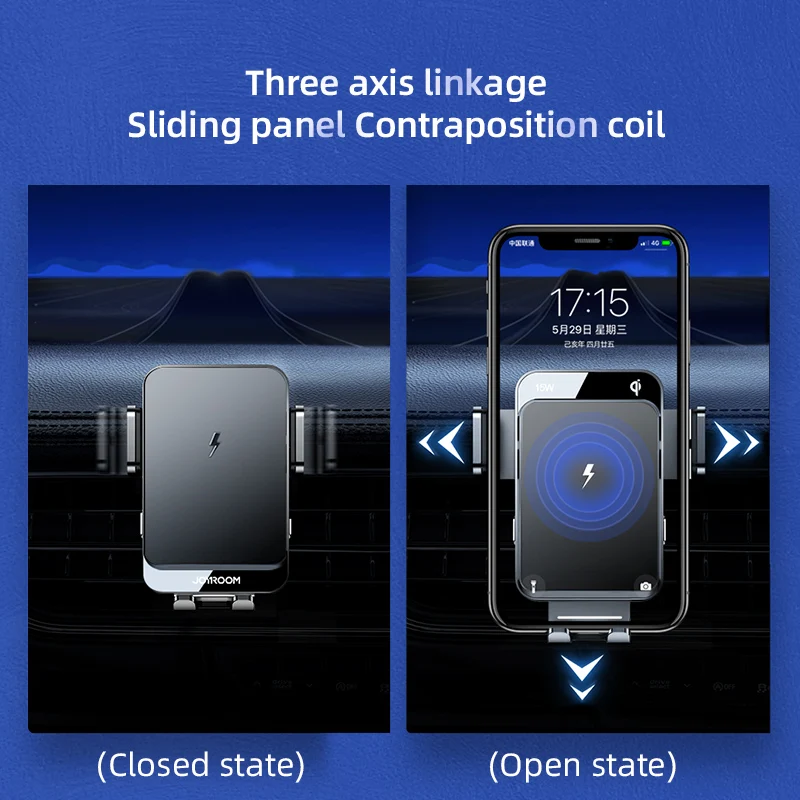 Joyroom Triaxal Electric Wireless Charging Car Holder 15W 3