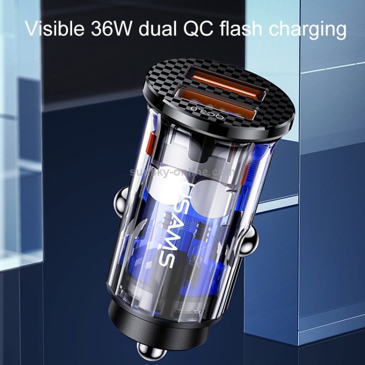 USAMS Transparent Dual USB-A+A Mini Car Charger 5