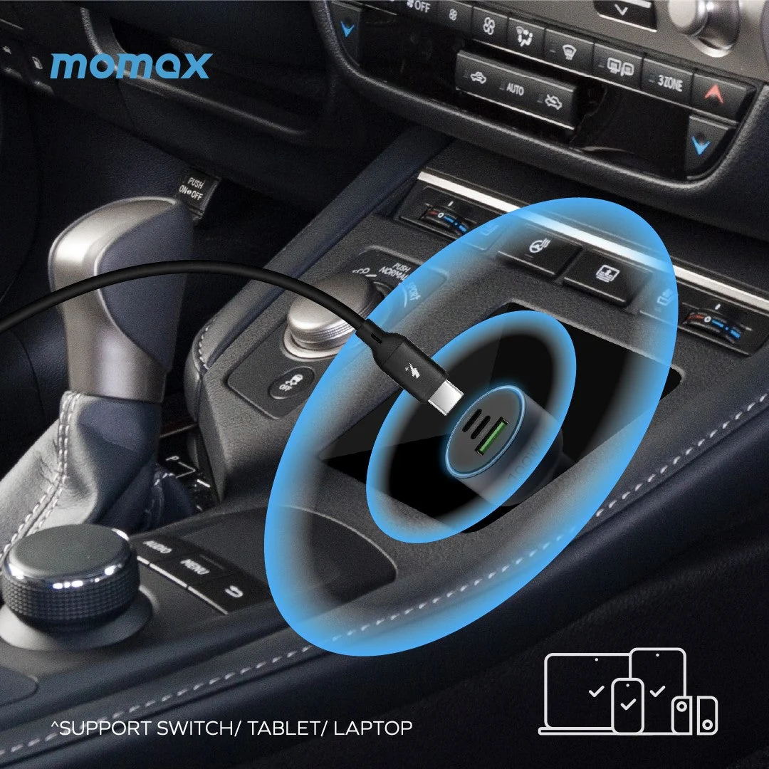 Momax Movie 100W 3-Port Car Charger [UC17] 3