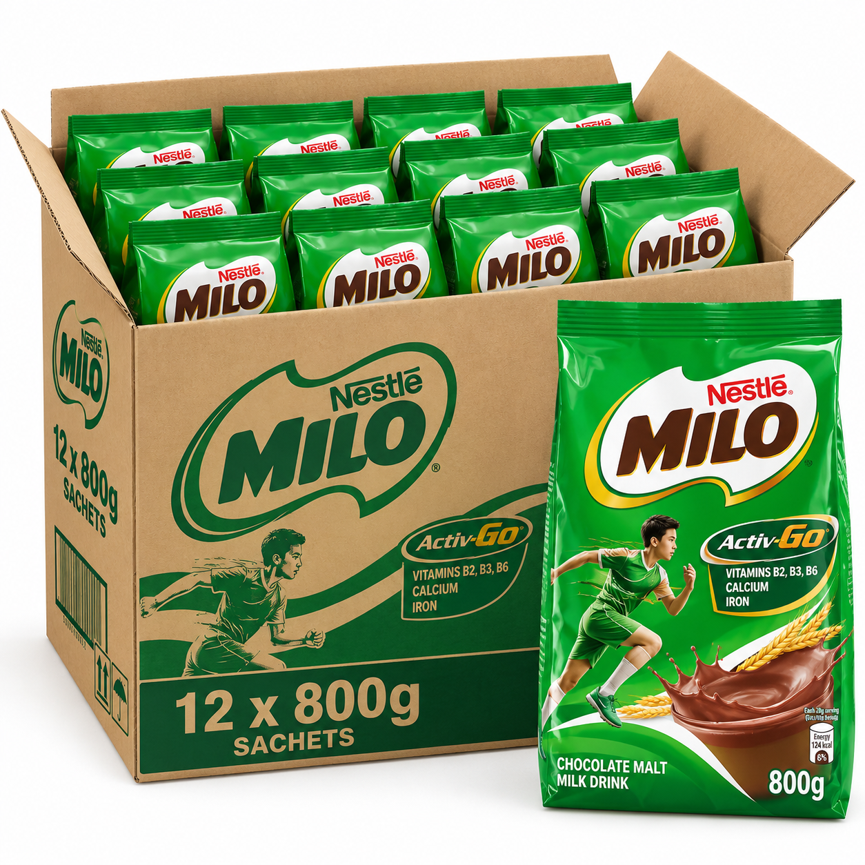Milo 800g Sachet × 12pcs 