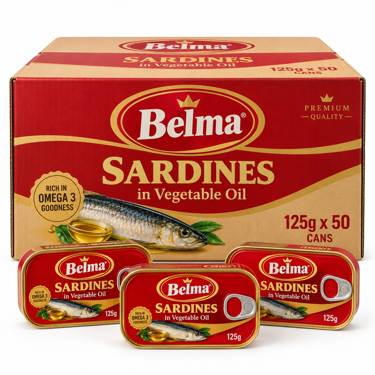 Belma Sardines 125g × 50pcs – Full Box 