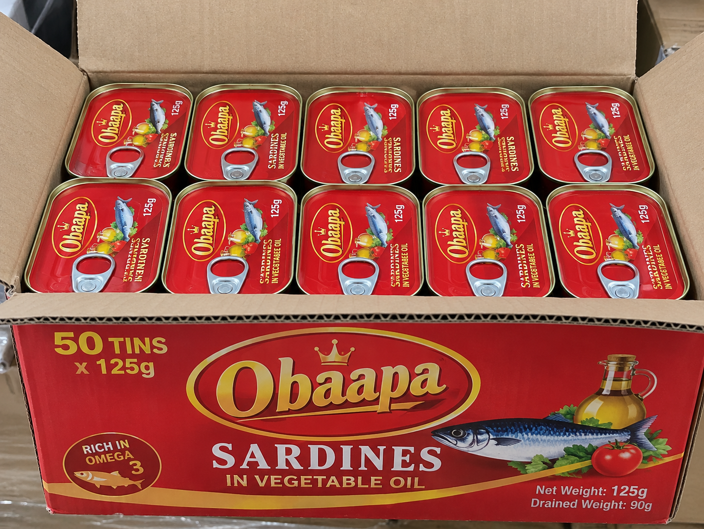 Obaapa Sardines 125g × 50pcs – Full Box